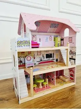 Moni Toys 4110 Wooden doll house Mila საბავშვო ხის სათამაშო თოჯინის სახლი, 14 image