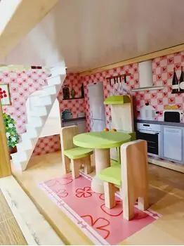 Moni Toys 4110 Wooden doll house Mila საბავშვო ხის სათამაშო თოჯინის სახლი, 10 image