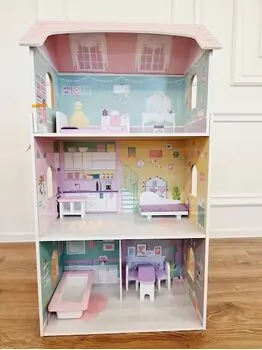 Moni Toys 4121 Wooden doll house Anna საბავშვო ხის სათამაშო თოჯინის სახლი, 4 image
