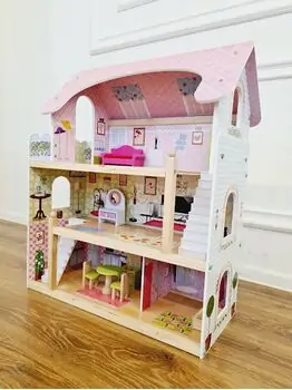 Moni Toys 4110 Wooden doll house Mila საბავშვო ხის სათამაშო თოჯინის სახლი, 13 image