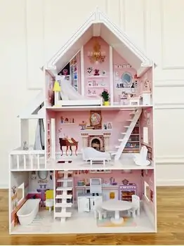 Moni Toys 4127 Wooden doll house Cinderella საბავშვო ხის სათამაშო თოჯინის სახლი