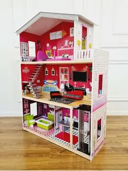Moni Toys 4118 Wooden doll house Isabella საბავშვო ხის სათამაშო თოჯინის სახლი