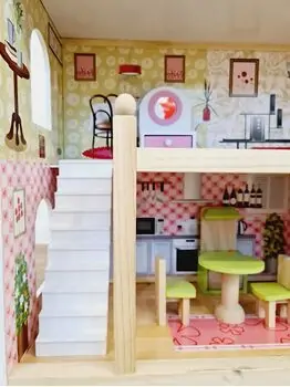 Moni Toys 4110 Wooden doll house Mila საბავშვო ხის სათამაშო თოჯინის სახლი, 24 image