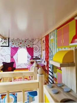 Moni Toys 4109 Wooden doll house Emily საბავშვო ხის სათამაშო თოჯინის სახლი, 11 image