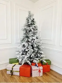 Snow-Covered Christmas Tree With Pine Cones დათოვლილი საახალწლო ნაძვის ხე გირჩით 210 სმ (OT719), 2 image