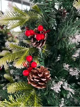 Christmas Tree With Pine Cones And Berries  საახალწლო ნაძვის ხე შერეული სილიკონის წიწვებით გირჩით და კენკრით 210 სმ (OT2005), 4 image
