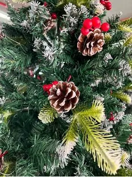 Christmas Tree With Pine Cones And Berries  საახალწლო ნაძვის ხე შერეული სილიკონის წიწვებით გირჩით და კენკრით 210 სმ (OT2005), 2 image