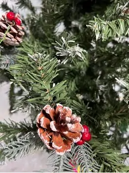 Christmas Tree With Pine Cones And Berries საახალწლო ნაძვის ხე შერეული სილიკონის წიწვებით გირჩით და კენკრით 210 სმ (OT028), 5 image