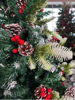 Christmas Tree With Pine Cones And Berries  საახალწლო ნაძვის ხე შერეული სილიკონის წიწვებით გირჩით და კენკრით 210 სმ (OT2005), 6 image