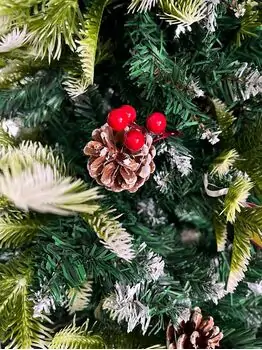Christmas Tree With Pine Cones And Berries საახალწლო ნაძვის ხე სილიკონის შერეული  წიწვებით, გირჩით და კენკრით 180 სმ (OT2003), 5 image
