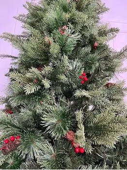 Christmas Tree With Pine Cones And Berries საახალწლო ნაძვის ხე შერეული სილიკონის წიწვებით, გირჩით და კენკრით 210 სმ  (OT005), 5 image