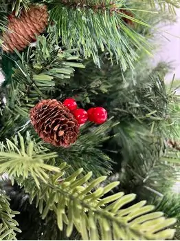 Christmas Tree With Pine Cones And Berries საახალწლო ნაძვის ხე შერეული სილიკონის წიწვებით, გირჩით და კენკრით 210 სმ  (OT005), 6 image