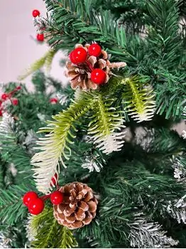 Christmas Tree With Pine Cones And Berries საახალწლო ნაძვის ხე შერეული სილიკონის წიწვებით გირჩით და კენკრით 280 სმ (OT2006), 11 image