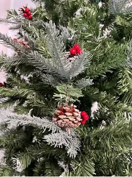 Christmas Tree With Pine Cones And Berries საახალწლო ნაძვის ხე შერეული სილიკონის წიწვებით გირჩით და კენკრით 210 სმ (OT028), 4 image