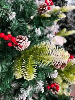 Christmas Tree With Pine Cones And Berries  საახალწლო ნაძვის ხე შერეული სილიკონის წიწვებით გირჩით და კენკრით 210 სმ (OT2005), 5 image