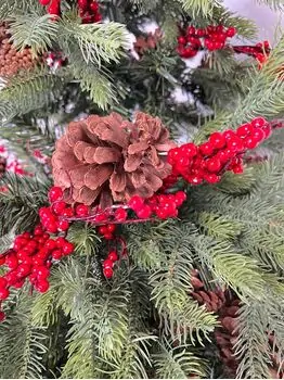 Christmas Tree With Pine Cones And Berries საახალწლო ნაძვის ხე შერეული სილიკონის წიწვვებით გირჩით და კენკრით 210 სმ (OT012), 5 image