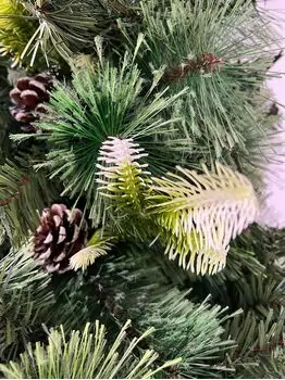 Christmas Tree With Pine Cones საახალწლო ნაძვის ხე შერეული სილიკონის წიწვებით და გირჩით 210 სმ (OT039), 3 image