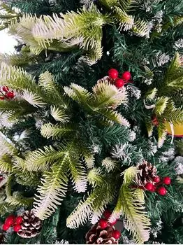 Christmas Tree With Pine Cones And Berries საახალწლო ნაძვის ხე სილიკონის შერეული  წიწვებით, გირჩით და კენკრით 180 სმ (OT2003), 8 image
