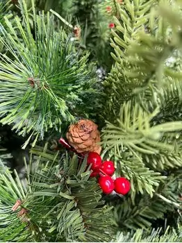Christmas Tree With Pine Cones And Berries საახალწლო ნაძვის ხე შერეული სილიკონის წიწვებით, გირჩით და კენკრით 210 სმ  (OT005), 3 image