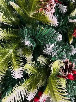 Christmas Tree With Pine Cones And Berries საახალწლო ნაძვის ხე სილიკონის შერეული  წიწვებით, გირჩით და კენკრით 180 სმ (OT2003), 7 image