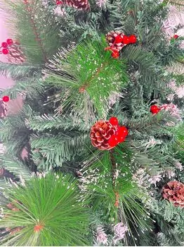 Christmas Tree With Pine Cones And Berries საახალწლო ნაძვის ხე დათოვლილი ბოლოებით გირჩით და კენკრით 210 სმ (OT025), 5 image