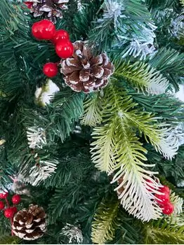 Christmas Tree With Pine Cones And Berries  საახალწლო ნაძვის ხე შერეული სილიკონის წიწვებით გირჩით და კენკრით 210 სმ (OT2005), 8 image