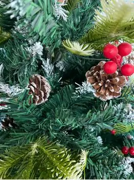 Christmas Tree With Pine Cones And Berries საახალწლო ნაძვის ხე სილიკონის შერეული  წიწვებით, გირჩით და კენკრით 180 სმ (OT2003), 11 image