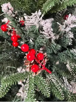 Christmas Tree With Pine Cones And Berries საახალწლო ნაძვის ხე შერეული სილიკონის წიწვებით, გირჩით და კენკრით 180 სმ (OT001), 5 image