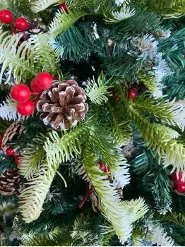Christmas Tree With Pine Cones And Berries საახალწლო ნაძვის ხე სილიკონის შერეული  წიწვებით, გირჩით და კენკრით 180 სმ (OT2003), 12 image