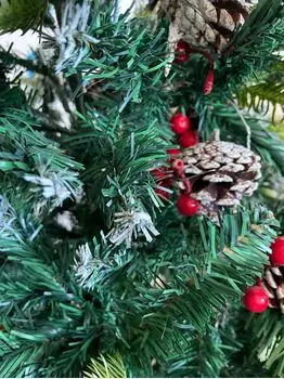Christmas Tree With Pine Cones And Berries  საახალწლო ნაძვის ხე შერეული სილიკონის წიწვებით გირჩით და კენკრით 210 სმ (OT2005), 9 image