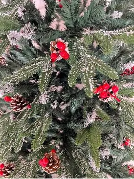 Christmas Tree With Pine Cones And Berries საახალწლო ნაძვის ხე შერეული სილიკონის წიწვებით, გირჩით და კენკრით 180 სმ (OT001), 14 image