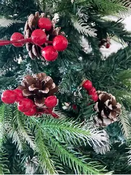 Christmas Tree With Pine Cones And Berries საახალწლო ნაძვის ხე შერეული სილიკონის წიწვებით გირჩით და კენკრით 240 სმ (OT2018), 8 image