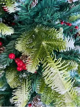 Christmas Tree With Pine Cones And Berries საახალწლო ნაძვის ხე სილიკონის შერეული  წიწვებით, გირჩით და კენკრით 180 სმ (OT2003), 9 image