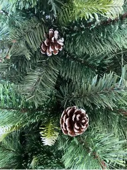 Christmas Tree With Pine Cones საახალწლო ნაძვის ხე შერეული სილიკონის წიწვებით და გირჩით 210 სმ (OT039), 4 image