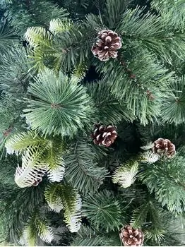Christmas Tree With Pine Cones საახალწლო ნაძვის ხე შერეული სილიკონის წიწვებით და გირჩით 210 სმ (OT039), 7 image