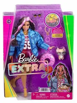 Barbie Extra Plaid Jacket Baby Blue MTL-HDJ46 ბარბის თოჯინა ძაღლით აქსესუარებით, 11 image