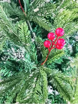 Christmas Tree With Berries საახალწლო ნაძვის ხე სილიკონის შერეული წიწვებით და კენკრით 210 სმ (OT035), 10 image