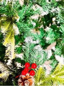 Christmas Tree With Pine Cones And Berries  საახალწლო ნაძვის ხე შერეული წიწვებით გირჩით და კენკრით 240 სმ (OT2004), 12 image