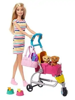 Barbie's Doll With Walking Dogs Playset MTL-GHV92 ბარბის თოჯინა ძაღლით და აქსესუარებით