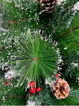 Christmas Tree With Pine Cones And Berries 180 CM ნაძვის ხე დათოვლილი ბოლოებით გირჩით და კენკრით (OT024), 14 image