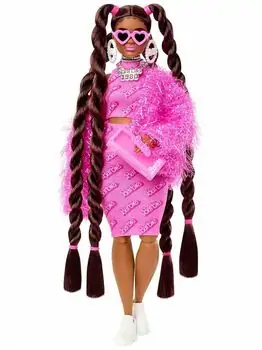 Barbie Extra Baby Pink in Nostalgic Dress MTL-HHN06 ბარბის თოჯინა მანქანით და ძაღლით, 4 image