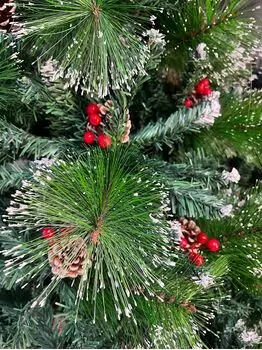 Christmas Tree With Pine Cones And Berries 180 CM ნაძვის ხე დათოვლილი ბოლოებით გირჩით და კენკრით (OT024), 16 image