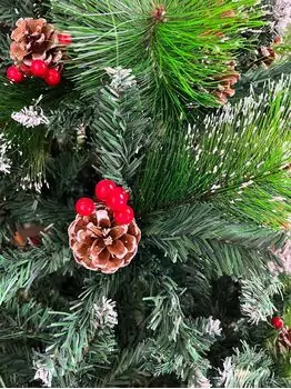 Christmas Tree With Pine Cones And Berries 180 CM ნაძვის ხე დათოვლილი ბოლოებით გირჩით და კენკრით (OT024), 17 image