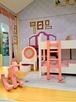 Wooden Doll House For Kids TX1052-1თოჯინის ხის სამ სართულიანი სახლი ავეჯით, 4 image