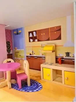 Wooden Doll House For Kids TX1052-1თოჯინის ხის სამ სართულიანი სახლი ავეჯით, 2 image