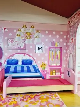 Wooden Doll House For Kids TX1052 თოჯინის ხის სამ სართულიანი სახლი ავეჯით, 4 image