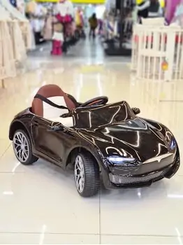 Tesla For Kids Black - ელექტრო მანქანა ტყავის სავარძლით