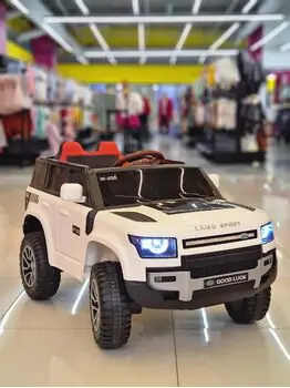 Land Rover Defender Jeep White - ელექტრო მანქანა კაუჩუკის საბურავებით/ტყავის სავარძლით