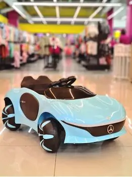 Mercedes-Benz Electric Car Blue - ელექტრო მანქანა ტყავის სავარძლით
