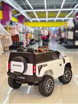 Land Rover Defender Jeep White - ელექტრო მანქანა კაუჩუკის საბურავებით/ტყავის სავარძლით, 2 image